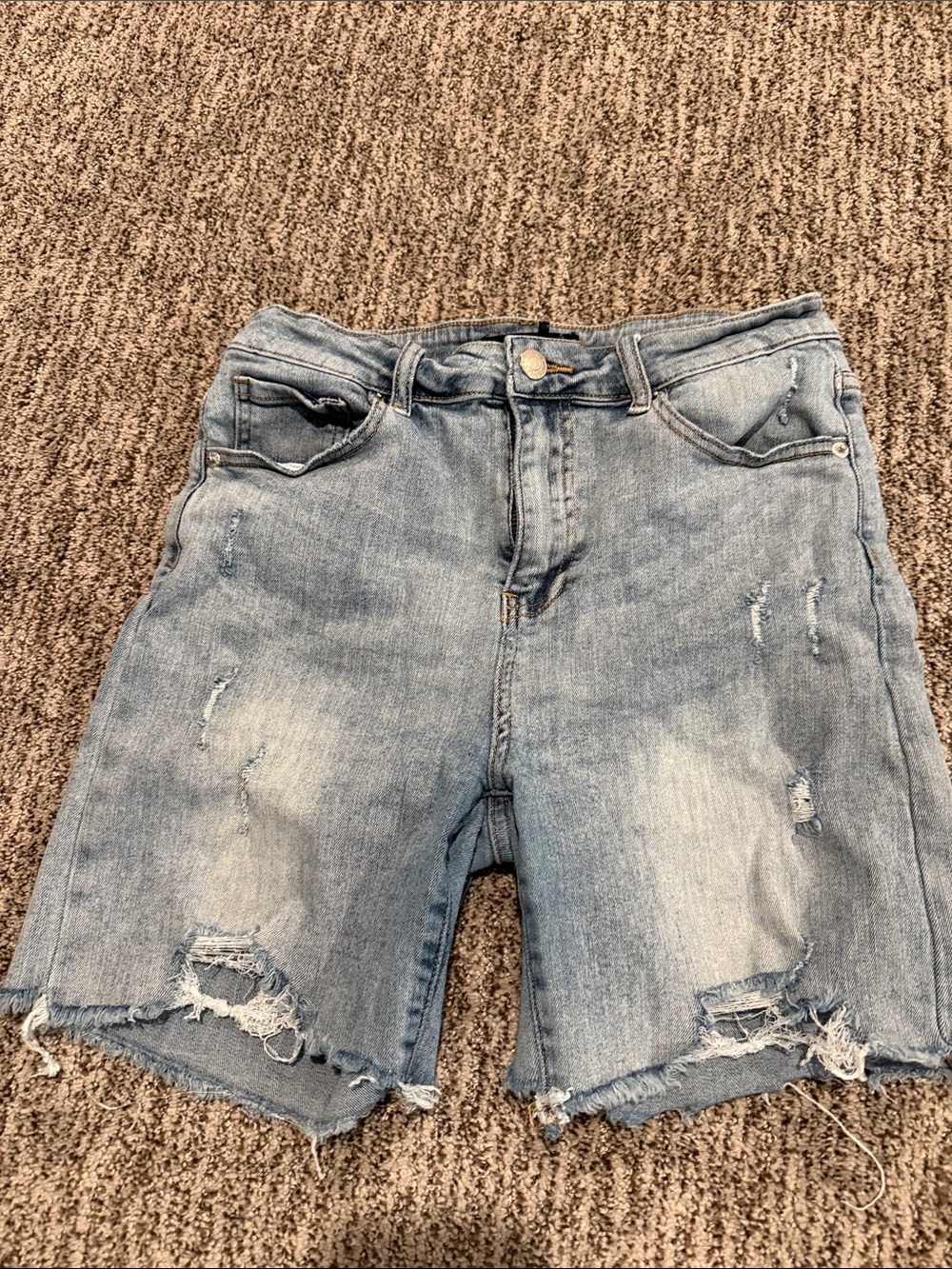 Light Wash Distressed Denim Jean Shorts for Women